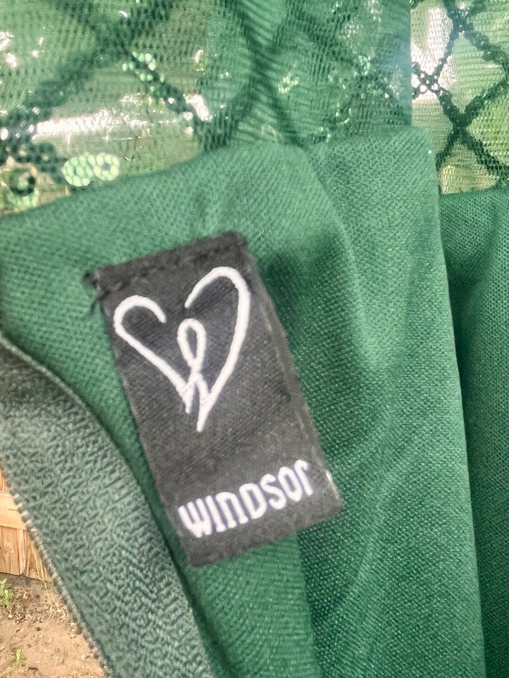 Windsor Dark Green Satin Prom Gown with Beaded Lattice Bodice - Picture 8 of 12